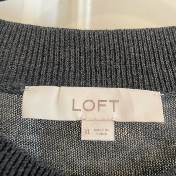 LOFT Charcoal Gray Button-Down Cardigan, Size XL - Picture 3 of 5